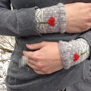 Love Braves the Cold Wrist Warmers Knitting Pattern - pdf download