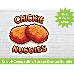 Cricut Print & Cut Sticker Design Set: Chickie Nuggies PNG SVG Datei Bundle Chicken Nuggets Fast Food McDonalds Laptop Wasserflasche