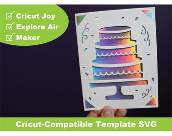 Cricut Template Cake Card SVG File DIY Birthday Gift Wedding Bridal Shower Celebration Congrats Congratulations Joy Maker Explore Air 2 3