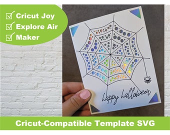 Cricut Template Happy Halloween Card SVG File DIY Joy Maker Explore Air 2 3 Spooky Invitation Greeting Card Cricut Design Space
