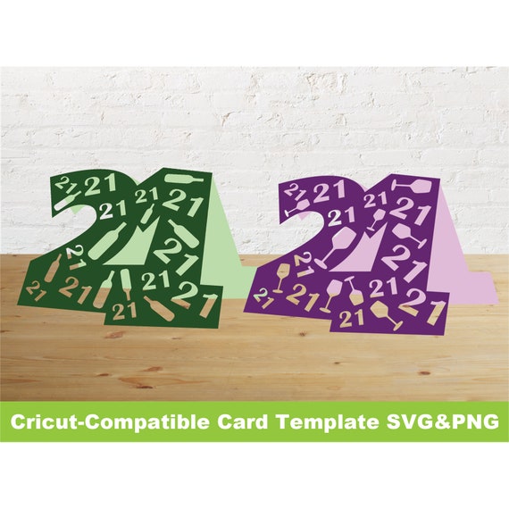 Download Cricut Template 21st Birthday Wine Glass Beer Alcohol Bottle Card Detailed Svg Png Files Printable Instant