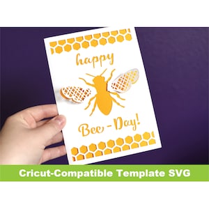 Happy Bee Day Popup card SVG Cricut Template Birthday 3D Detailed Instant Download File DIY Honey Bee Pop Up diy gift idea card