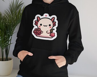 Valentine's Day Axolotl Reptile Unisex Heavy Blend™ Hooded Sweatshirt - Hoodie - Trendy - Minimalist - Graphic Tee - Cute