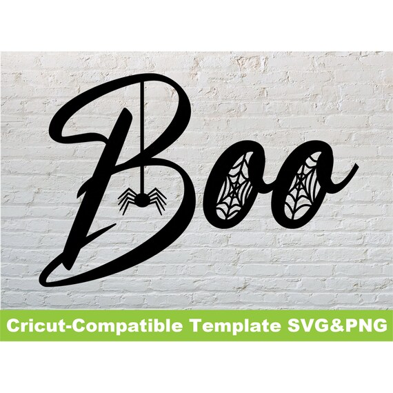 Download Cricut Template Halloween Boo Spider Web Pattern Png Svg Files Etsy