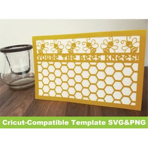 Printable en Cricut Template bumble honingbijen honingraat je bent de bijen knieën kaart Gedetailleerde SVG png Files DIY imker grappig