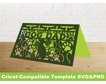 Cricut Template Dog Dad Father&#39;s Day Card Pet Paw Print Animal Tennis Ball bone treat Detailed SVG File printable DIY dad&#39;s gift for husband