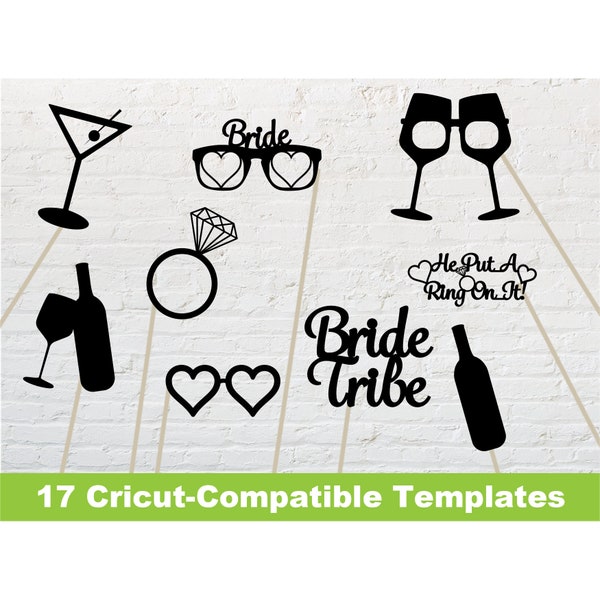 Cricut Template wedding bridal shower bachelorette party photo booth props no fill SVG Files Cutting Machines printable DIY