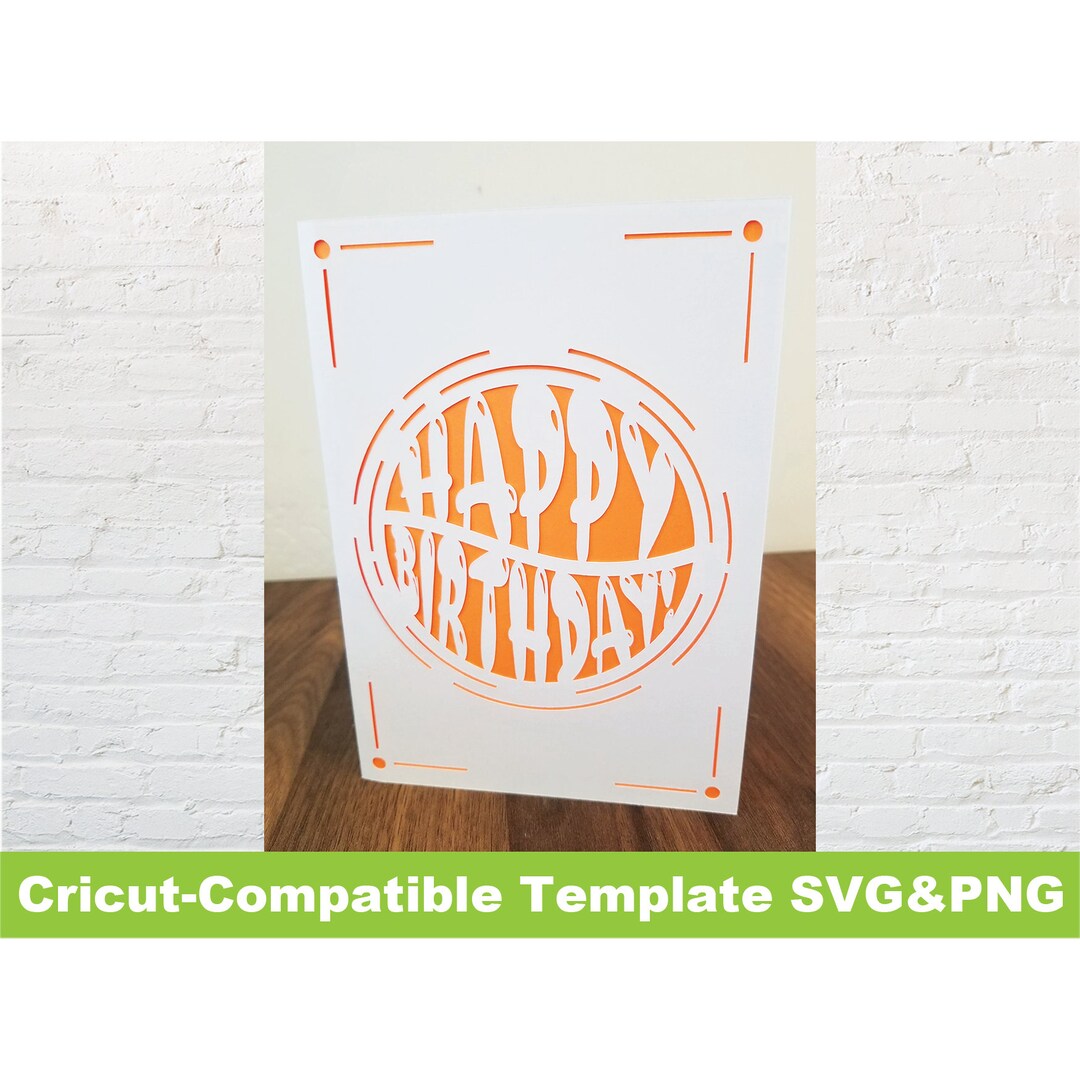 Cricut Template Happy Birthday Party Card Greeting Card Instant ...