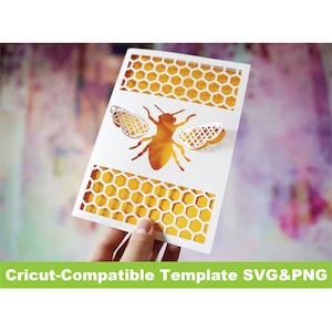 Popup Bee Karte SVG Cricut Vorlage Honig Wabe 3D detaillierte Svg Png Datei DIY Insekt Bug Pop-up komplizierte zarte diy Geschenk-Idee