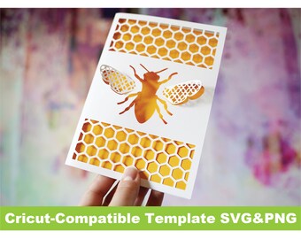 Popup Bee card SVG Cricut Template honey honeycomb 3D Detailed svg png File DIY insect bug pop up Intricate Delicate diy gift idea