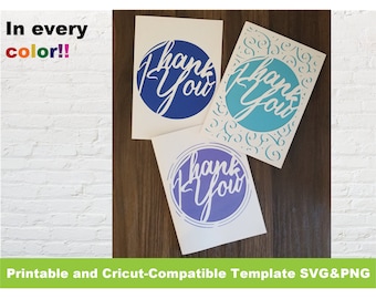Printable Cricut Template Detailed Elegant Thank you card SVG PNG instant download DIY greeting card birthday wedding bridal christmas