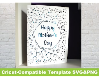 Happy Mother&#39;s Day Popup card SVG Cricut Template  Flower 3D Detailed png File DIY Floral Pop Up Intricate Delicate diy gift idea