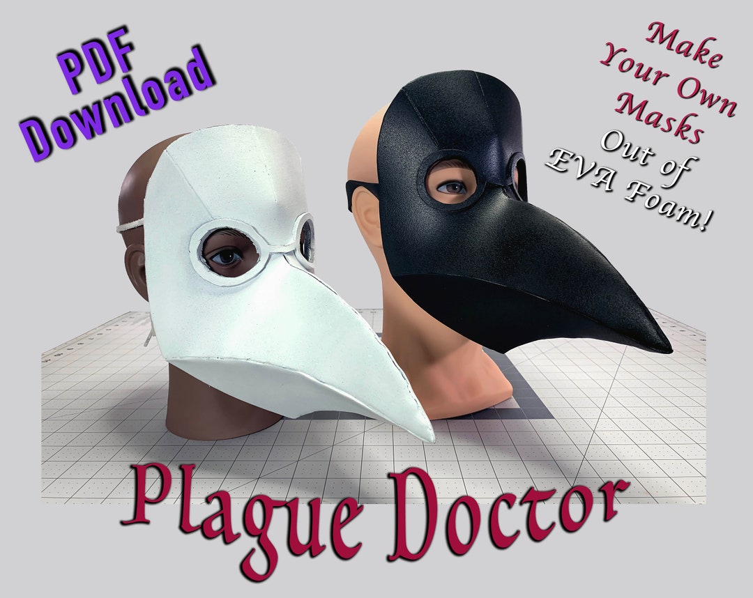 plague-doctor-mask-eva-foam-template-halloween-bird-mask-pdf-pattern-etsy