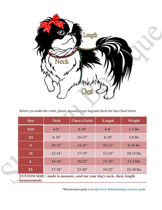 Shorkie Size Chart