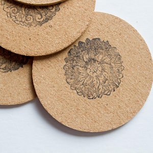 floral coasters, drink coasters, housewarming gift, cork coasters, cork coaster set, cork coaster, coasters, cork, coaster set, coaster