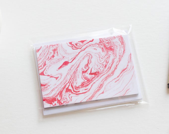 Red & Purple marbled note cards