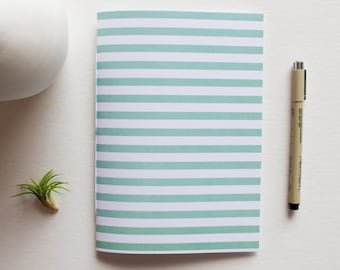 Green & White Striped Journal