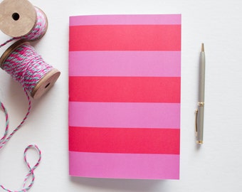 Red & Pink Striped Journal