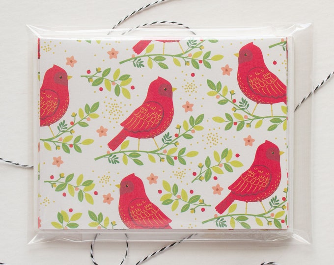 Red Bird Blank Christmas Cards