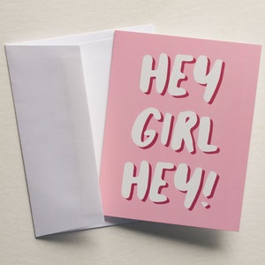 Hola chica, tarjeta de felicitación divertida, sólo porque sí, linda tarjeta A2, tarjeta rosa, tarjeta de amigo divertido, tarjeta de amistad, tarjeta de cumpleaños, tarjeta de dama de honor