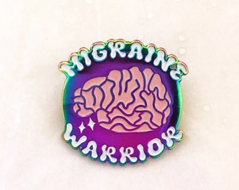 migraine warrior pin, enamel pin, migraine awareness, migraine stuff, migraine pin, invisible illness, migraine swag, migraine support