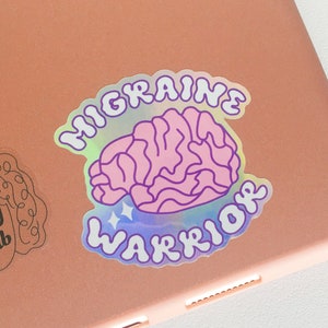holographic, migraine warrior sticker, chronic migraine sticker, rainbow sticker, holographic stickers, migraine stuff, sticker for laptop
