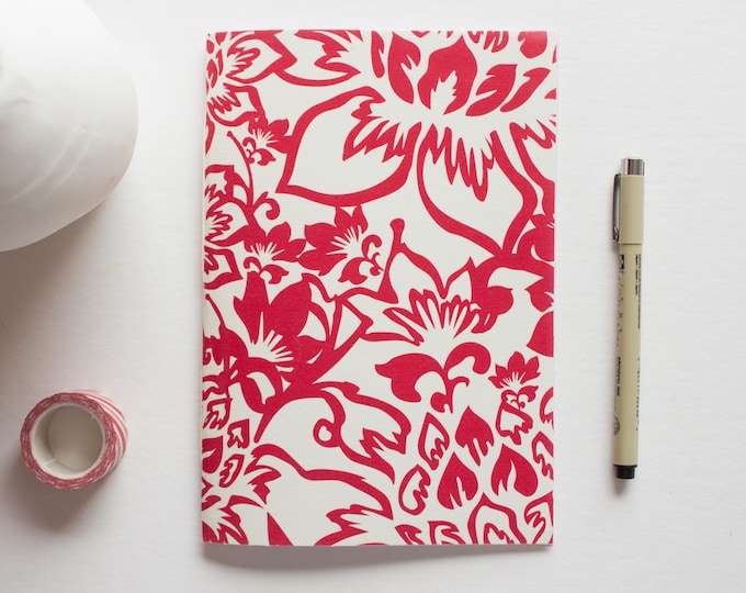 Red & Cream Floral Journal