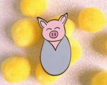 Pig in a blanket hard enamel pin