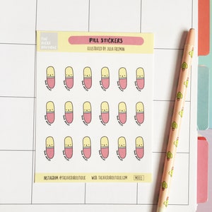 pill stickers, medication tracker stickers, cute migraine stickers, planner stickers, migraine planner stickers, happy planner pill stickers