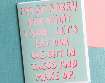 sorry card, funny sorry card, I'm sorry humor, wholesale greeting cards, funny apology card, girlfriend card, cute sorry card, lets make up