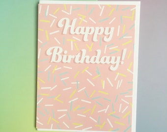 birthday card, happy birthday card, cute card, sprinkle card, cute birthday card, happy birthday cards, card for her, birthday cards, pink