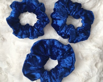 Royal Blue Velvet Scrunchies