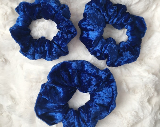 Royal Blue Velvet Scrunchies