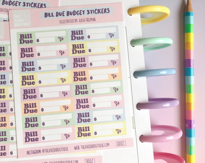 Bill Due Budget Planner Sticker Sheet