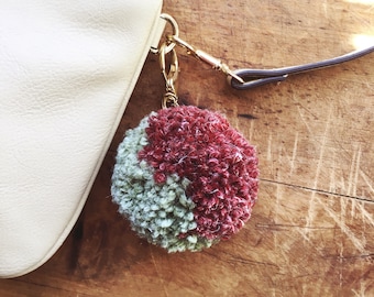 Christmas pom pom keychain charm, Christmas backpack charm, Christmas gift for her, pom pom charm, stocking stuffer, Christmas zipper charm