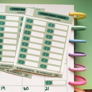 Zahltag Sticker Blatt, flexibles Einkommen Sticker, Zahltag Budget Sticker, Happy Planner Größe Sticker, Zahltag Finanz Sticker, Budget