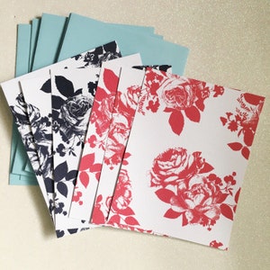 tarjetas de notas florales, papelería floral, papelería linda, tarjetas de notas planas, paquete de tarjetas de notas, menos de 10, papelería plana, papelería