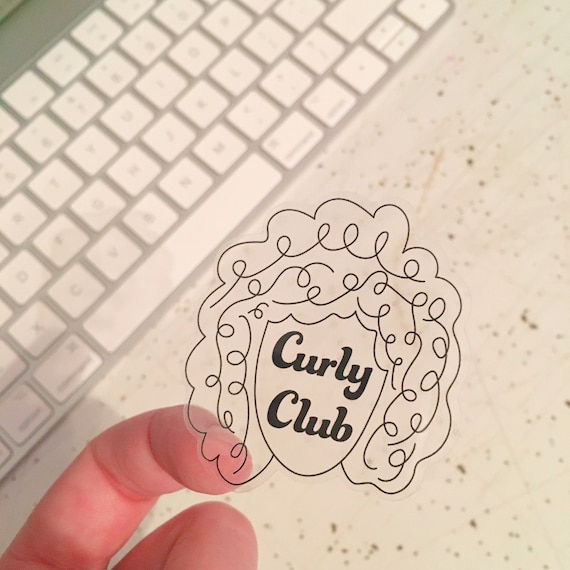 curly club sticker, clear sticker, curly girl sticker, sticker for laptop, sticker for water bottle, curly hair dont care sticker, stickers