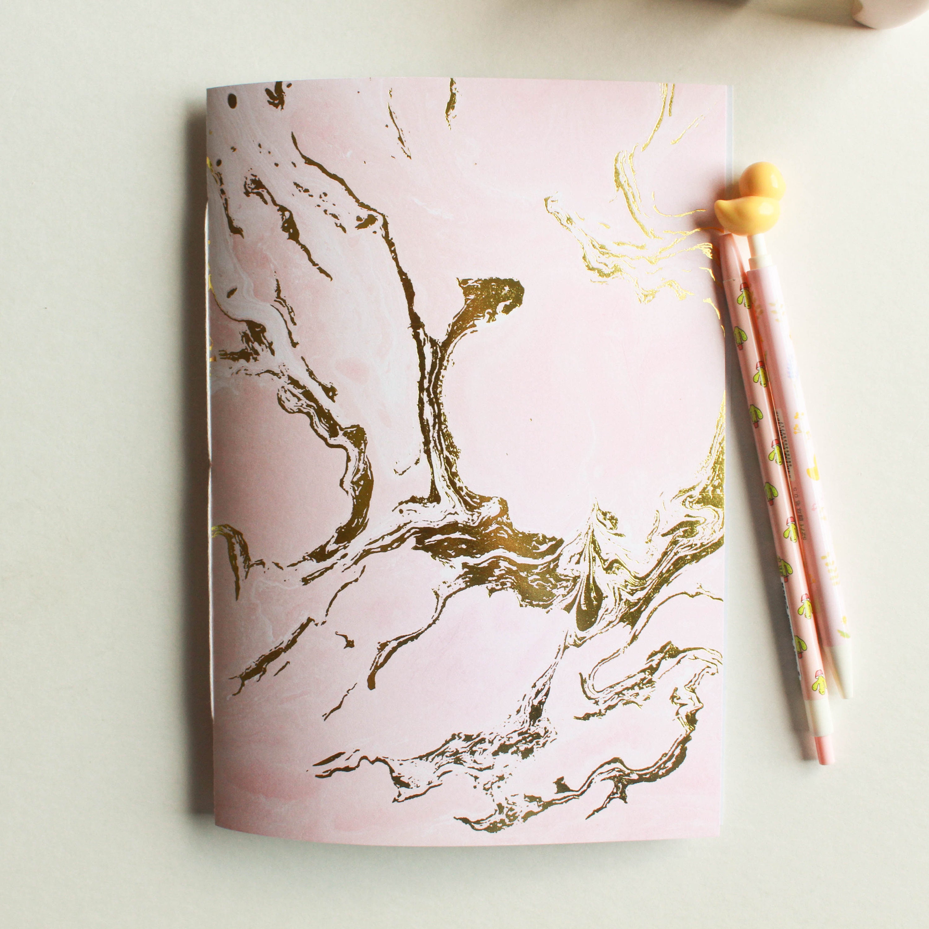Gold Foil and Pink Marbled Journal