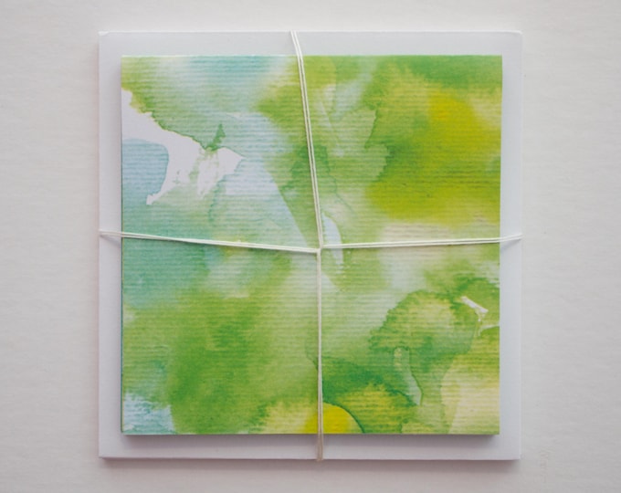 Green Watercolor Note Cards