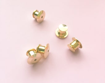 locking gold pin backs, set of locking pin backs, secure pin backs, enamel pin backs, gold pin backs, pin lock set, gold pin keepers, lock