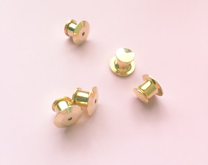 5 Gold Locking Pin Backs
