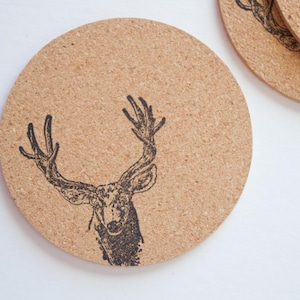 rustic decor, cork, cork coasters, coasters for guys, country coasters, cork coaster, deer cork coasters, drink coasters, round coasters