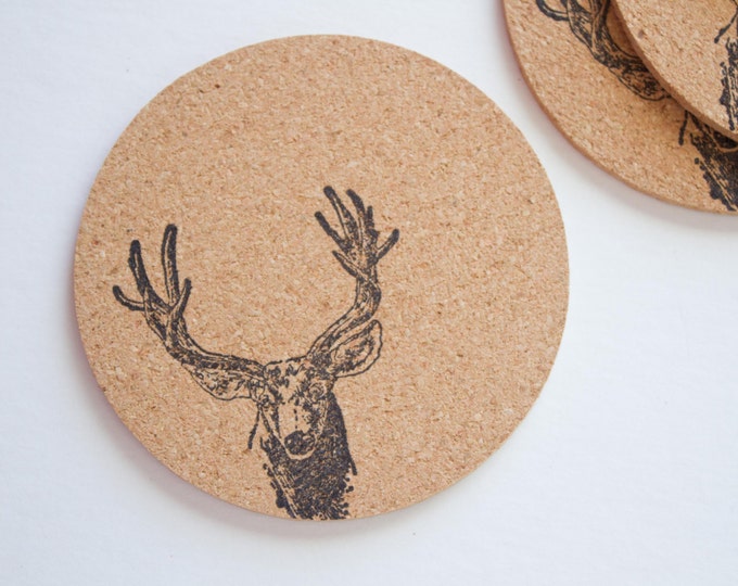 Round Deer Cork Coasters