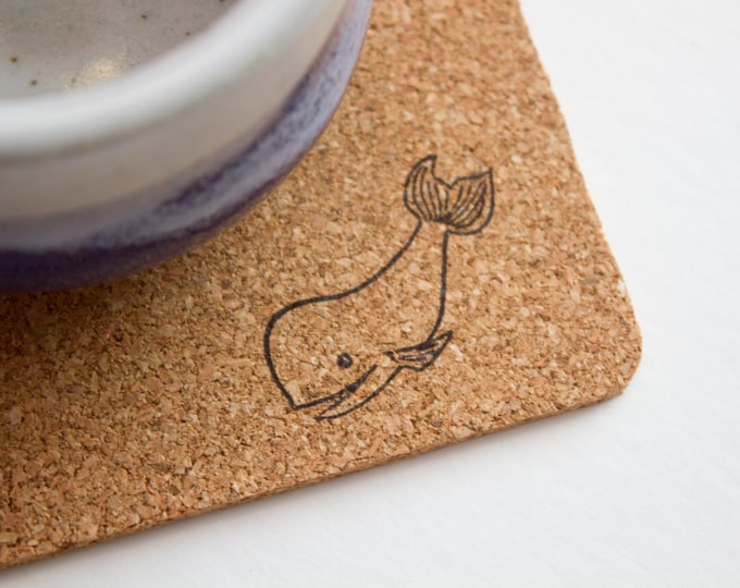 Square Whale Cork Coasters