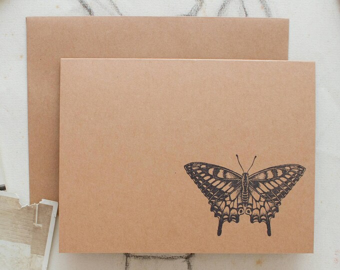 Butterfly Kraft Note Cards