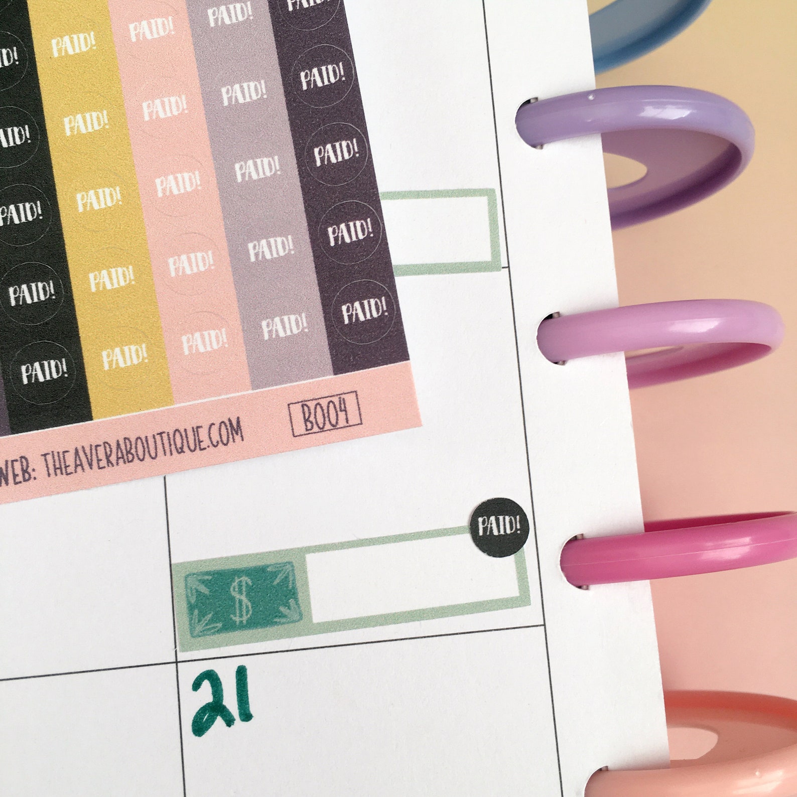Paid Sticker Sheets, Paid Sticker Dots, Budget Sticker Sheet, Paid ...