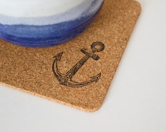 Square Anchor Cork Coasters