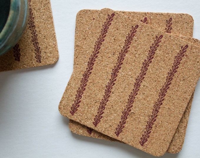 Square Leaf Cork Coasters