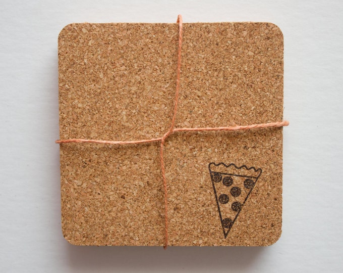 Pizza Cork Coasters